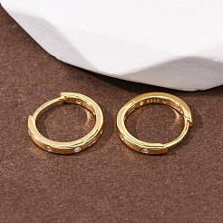 925 серьги-кольца из стерлингового серебра с микропаве и прозрачными циркониями&nbsp;EJEW-K317-04G