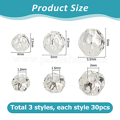 90 шт. 3 стиля долговечные полые латунные бусины с покрытием&nbsp;KK-HS0015-47