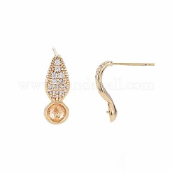 Латунные микро-паве прозрачные серьги-гвоздики из циркония&nbsp;KK-S364-127
