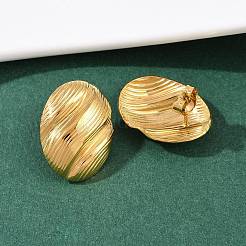 Серьги-гвоздики из нержавеющей стали 304 овальной формы с полосками&nbsp;EJEW-I320-21G-05