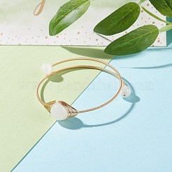 Натуральный селенит круглый браслет из бисера&nbsp;BJEW-JB07816-05