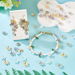 100 шт. 5-цветные прозрачные гальванические стеклянные колпачки для бусин&nbsp;EGLA-TA0013-10