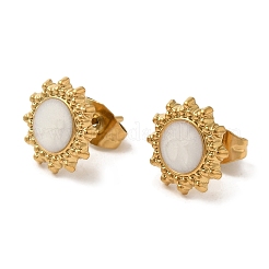 Серьги-гвоздики в форме цветка из нержавеющей стали 304 с ионным покрытием (IP)&nbsp;EJEW-C114-07B-G