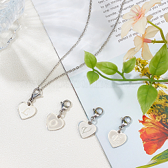 4 шт. 4 стиля 201 нержавеющая сталь сердце с буквами подвеска украшения&nbsp;AJEW-BBC0002-44