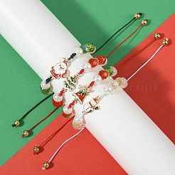 4 шт. Рождественский браслет из сплава с эмалированными звеньями&nbsp;BJEW-FS00032