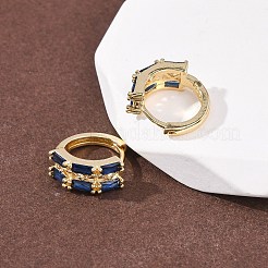 Прямоугольные латунные серьги-кольца с микропаве из кубического циркония&nbsp;EJEW-H178-03G