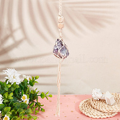 Подвесной кулон неправильной формы из натурального аметиста&nbsp;HJEW-WH0069-03B