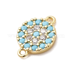 Подвески-коннекторы для глаз из латунных микропаве небесно-голубого и прозрачного кубического циркония&nbsp;KK-H529-07G