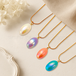 6 шт. 6-х цветные пластиковые овальные подвески-ожерелья&nbsp;NJEW-HY0001-11