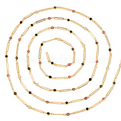 1 пакет настоящих цепочек из латунных звеньев овальной и плоской круглой формы с покрытием из 16-каратного золота&nbsp;CHC-TA0001-22