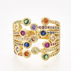 Латунные микро проложить манжеты кольца кубического циркония&nbsp;RJEW-S044-047