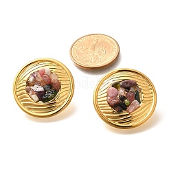 Серьги-гвоздики из нержавеющей стали 304 с натуральным агатом и кристаллами&nbsp;EJEW-R012-02G-03