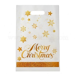 50 шт. Прозрачные целлофановые пакеты OPP с принтом снежинок на Рождество с прорезанными ручками ABAG-C013-02