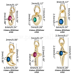 36шт 18 стиля латунные микропаве кубические циркониевые подвески&nbsp;ZIRC-GA0001-05