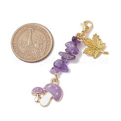 Осенний гриб ручной работы лэмпворк и литые подвесные украшения в виде кленовых листьев&nbsp;HJEW-JM02608