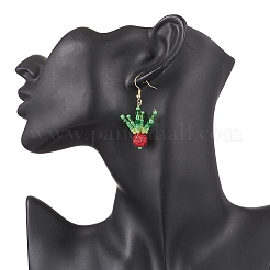 Серьги-подвески из стеклянных бусин ручной работы в форме моркови&nbsp;EJEW-TA00705