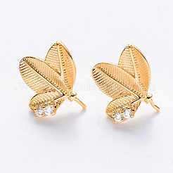 Латунные серьги с цирконом&nbsp;KK-T049-11G-NF