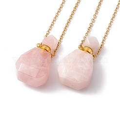 Открывающиеся граненые ожерелья с подвесками в виде флаконов духов из натуральных и синтетических смешанных камней для женщин&nbsp;NJEW-F296-04G