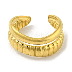 Открытое манжетное кольцо из нержавеющей стали 304 с двумя линиями&nbsp;RJEW-C067-18G