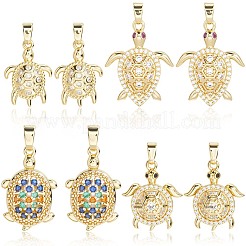 8 шт. 4 стиля латунные подвески с микропаве и кубическим цирконием&nbsp;KK-BBC0019-64