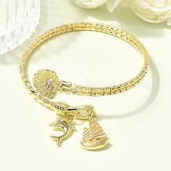 Браслеты-манжеты с прозрачным кубическим цирконием из латуни с микропаве&nbsp;BJEW-F526-04G