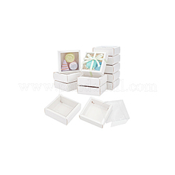 Квадратные бумажные коробки для печенья с прозрачным окном из ПВХ&nbsp;LS-CON-WH0098-16A-02