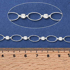 Цепи овального сечения из латуни ручной работы с прозрачными кубическими циркониями&nbsp;CHC-G027-02S