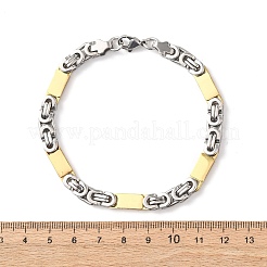 Браслеты из прямоугольных звеньев и византийских цепочек из нержавеющей стали 304 для женщин и мужчин.&nbsp;BJEW-F527-08B-GP