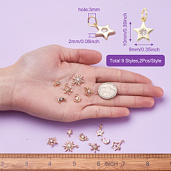 18шт 9 стиля латунные микропаве кубические циркониевые подвески&nbsp;KK-CF0001-01