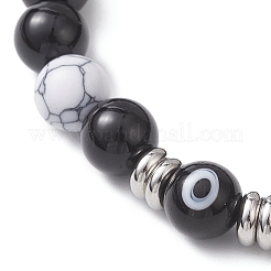 Круглые эластичные браслеты из натурального черного оникса&nbsp;BJEW-JB12901