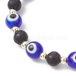 Браслеты из натуральной лавы и бусин ручной работы в технике лэмпворк&nbsp;BJEW-JB11984-02