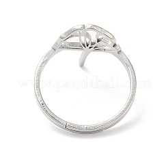 Не тускнеющее полое регулируемое кольцо в форме лотоса из нержавеющей стали 304&nbsp;RJEW-L107-021P