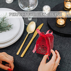 10 шт. вырезанных лазером из бумаги коробок для конфет в форме сердца и цветов&nbsp;CON-TA0001-10D