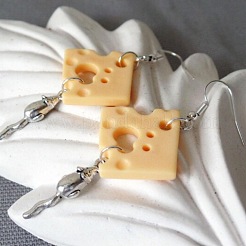 Серьги-подвески из сплава и смолы в форме сыра&nbsp;FS-WG078A6-01