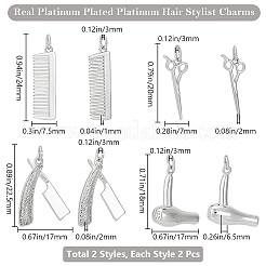 8 шт. 4 стили латунных подвесок в виде парикмахерских инструментов&nbsp;KK-BBC0022-04