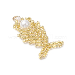 Подвески в виде рыбок из стеклянных бусин&nbsp;PALLOY-MZ00666-04