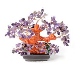 Натуральные аметистовые чипсы денежное дерево бонсай дисплей украшения&nbsp;DJEW-B007-08D