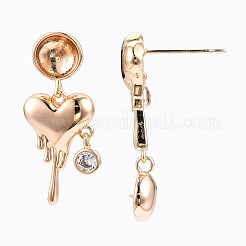 Серьги-гвоздики с прозрачным кубическим цирконием из латуни с микропаве&nbsp;KK-N216-409LG