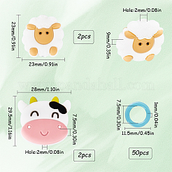 4 шт. 2 стиля силиконовые бусины в виде овец и коров&nbsp;DIY-SC0023-94