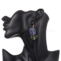 4 пара сережек-подвесок в форме цветка из латуни&nbsp;EJEW-TA00758