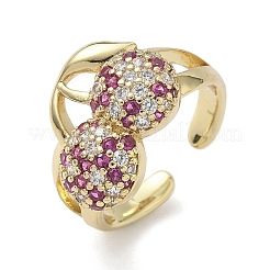 Латунные микро проложить манжеты кольца кубического циркония&nbsp;RJEW-H256-14G-02