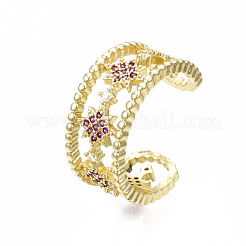 Открытое кольцо-манжета со звездой из кубического циркония&nbsp;RJEW-N037-006D