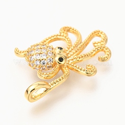 Подвески из латуни с прозрачным микропейвом и черным фианитом&nbsp;X-ZIRC-O036-25G