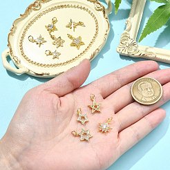 10 шт. 10 стиля звездочки латунные микро паве прозрачные кубические цирконии подвески&nbsp;KK-CJ0002-43