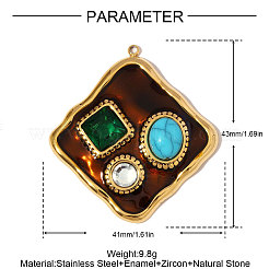 Подвески из нержавеющей стали 304 с кубическим цирконием&nbsp;STAS-OY006-68G