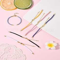 6шт 6-х цветные витые нейлоновые шнуры серебряные браслеты&nbsp;DIY-FS0008-93