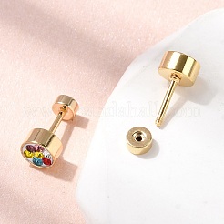 Плоские круглые серьги-гвоздики из нержавеющей стали 304&nbsp;EJEW-F396-03G-02