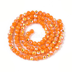 Нити из непрозрачных стеклянных бусин-ронделей с цветным покрытием ab&nbsp;EGLA-T029-4mm-09F