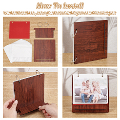 Прямоугольный деревянный фотоальбом-календарь с 24 листом пластиковых рукавов и кольцами из нержавеющей стали&nbsp;DIY-WH0542-33A-02