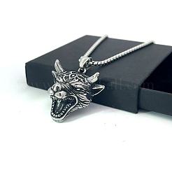 Винтажные панк-ожерелья из нержавеющей стали с подвеской в виде головы волка для мужчин и женщин&nbsp;CM3087
